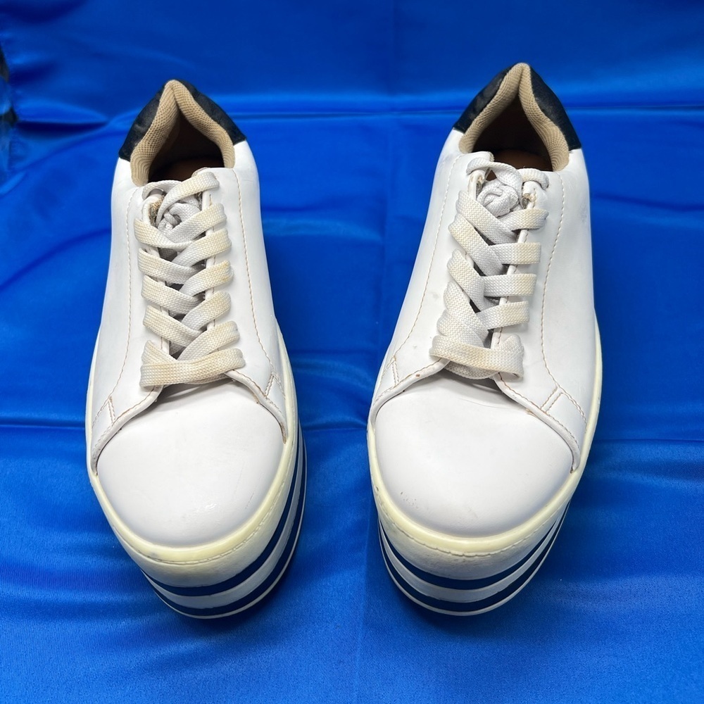 Vintage 90s Dorothy Gaynor Platform black White Sneakers 7.5 (SN) - Picture 1 of 15